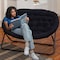 Flash Furniture Eleanor 56-in Portable Folding Double Saucer Chair in Black Faux Fur w/a Black Steel Frame FV-FDS-001-BK-BK-GG - alternate 2